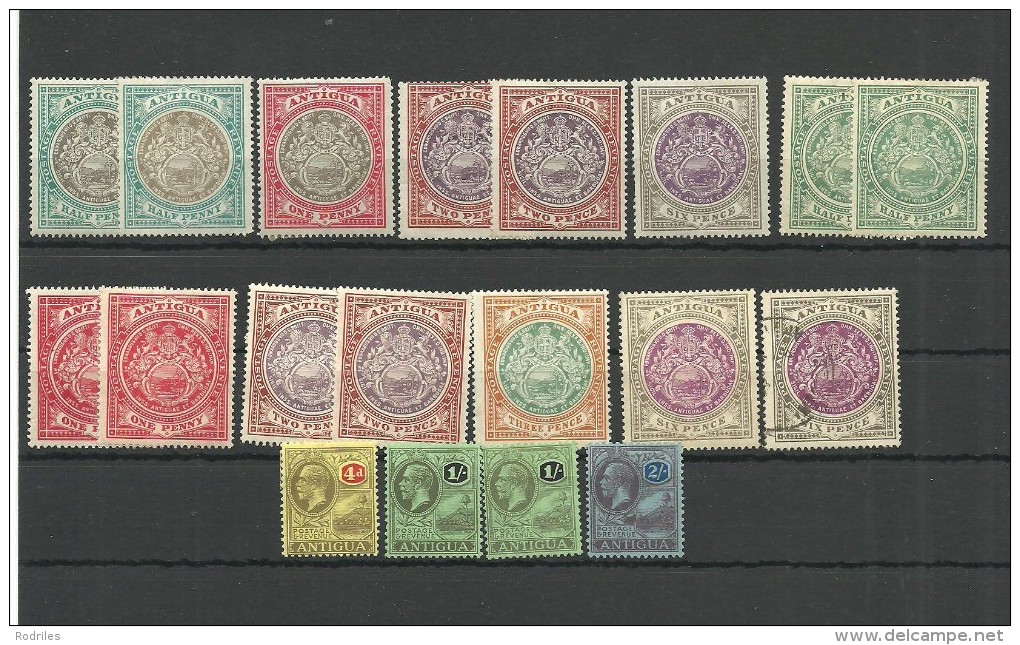 Antigua. Conjunto De 19 Sellos Nuevos(1 Usado) Valor 171.50 Euros - 1858-1960 Colonia Britannica