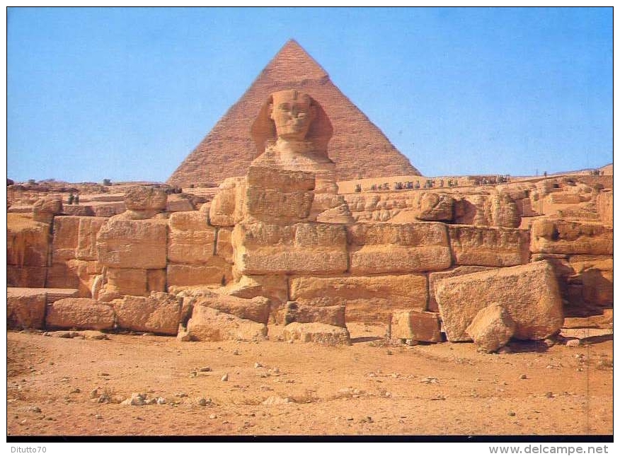 Giza - The Great Sphinx -and The Pyramid Of Kephre - Egypt - Formato Grande Non Viaggiata - Gizeh