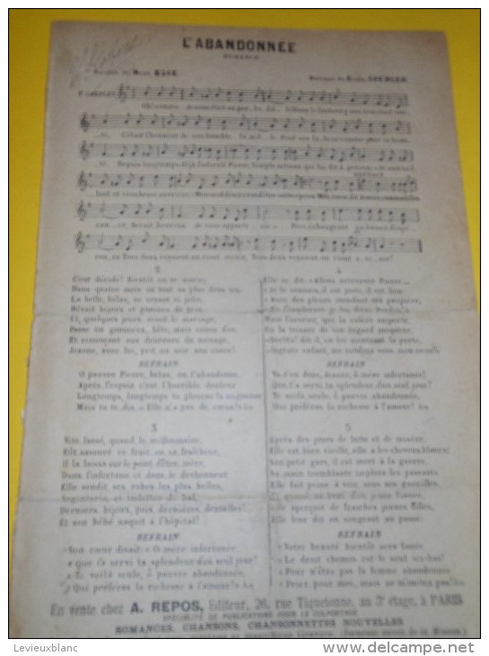 L'Abandonnée/Romance/ Grisard/René Esse/Emile Spencer//Charaire/Sceaux/Vers 1885-1895     PART87 - Partitions Musicales Anciennes