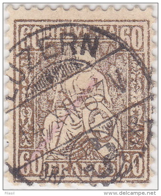 SI53D Svizzera Suisse Helvetia 60 C.  Franco Bronzo  Usato Con Annullo LUZERN 1862 - Oblitérés