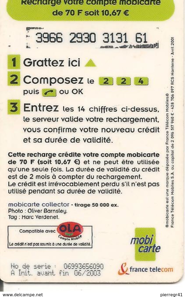 CARTE-PREPAYEE-MOBICARTE- PU129-70U-04/01-06/2003-MARC VERDENET-TBE-LUXE - Mobicartes (recharges)