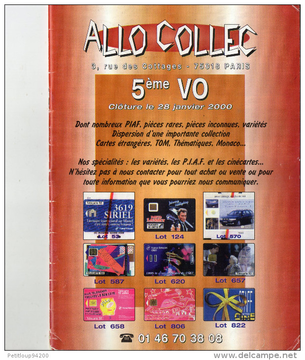 TARIFS  TELECARTES  ALLO COLLEC  Vente Sur Offre   Année 2000 - Kataloge & CDs