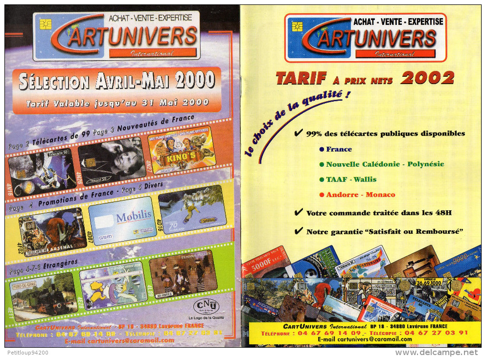 TARIFS  TELECARTES  CARTUNIVERS    2000 2002 2002 2006  (lot De 4) - Livres & CDs