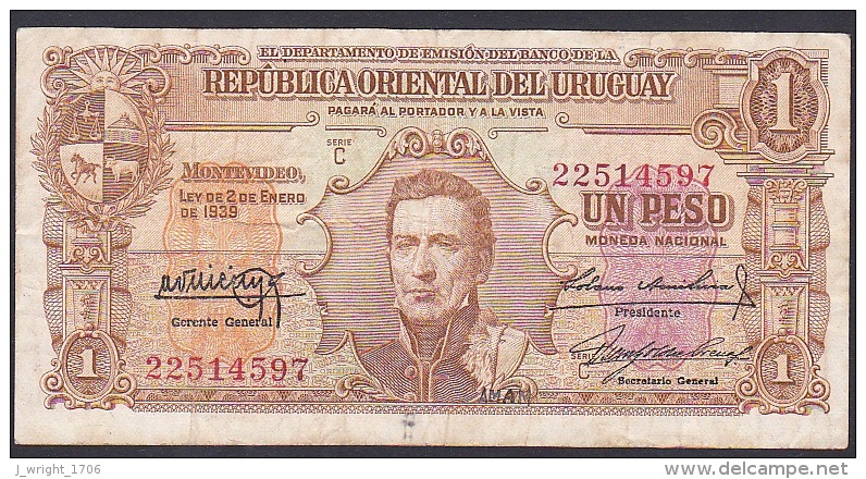 Uruguay, 1 Peso, P.35c (Series C) VF - Uruguay