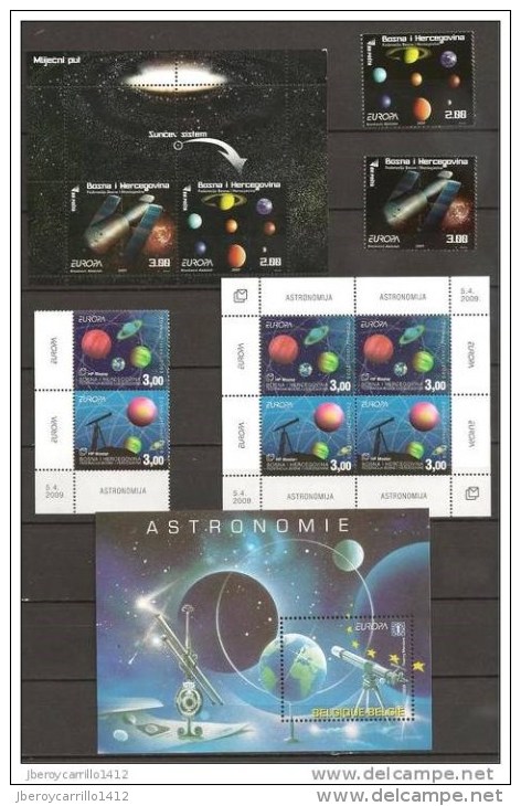 EUROPA 2009 - "ASTRONOMIA" -  CONJUNTO DE SELLOS Y HOJITAS BLOQUES.-TEMÁTICA EMITIDA POR 62 PAÍSES  EL AÑO 2009 - Collections