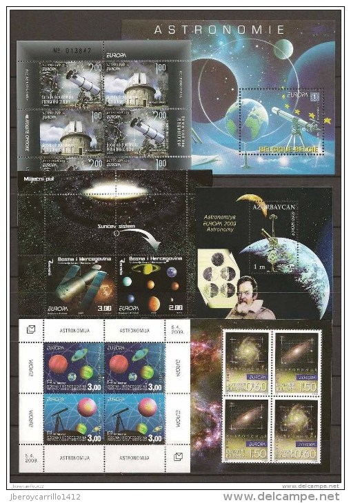 EUROPA 2009 - TEMA " LA ASTRONOMIA " - 65 PAISES - 148  SELLOS.+ 23 HOJITAS BLOQUE + 2 CARNETS - Collections