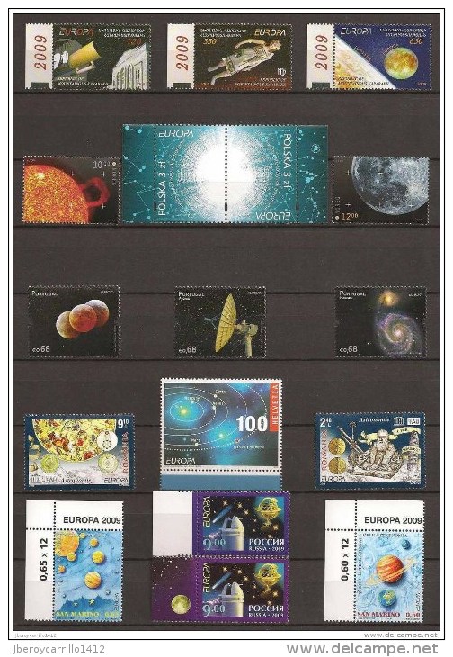 EUROPA 2009 - TEMA " LA ASTRONOMIA " - 65 PAISES - 148  SELLOS.+ 23 HOJITAS BLOQUE + 2 CARNETS