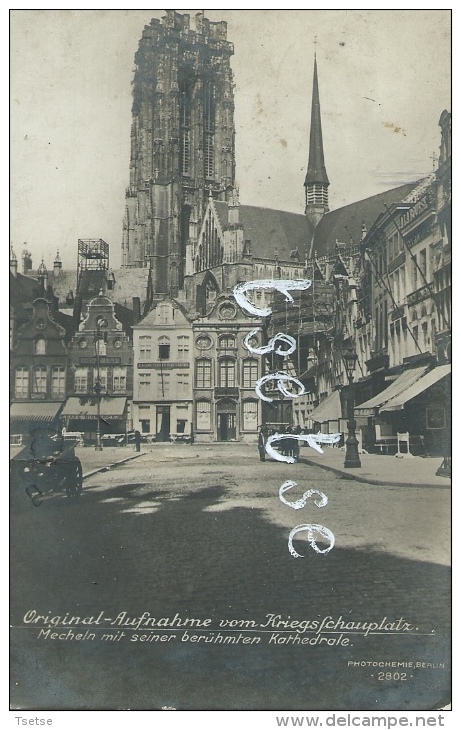 Mechelen Mit Seiner Berühmten Kathedrale - Original-Aufnahme -Duiste Postkaat - Feldpost 1914 ( Verso Zien ) - Malines