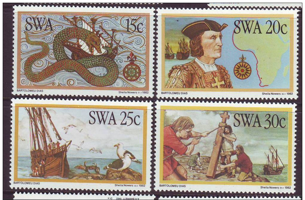 D120612 South West Africa 1982 Sailing Bartholomeu Dias MNH Set - SWA Namibia Namibie - Vide