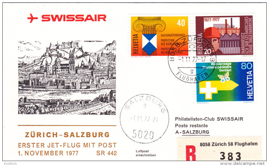 Zurich Salzburg 1977 - Erstflug 1er Vol First Flight - Swissair - Premiers Vols