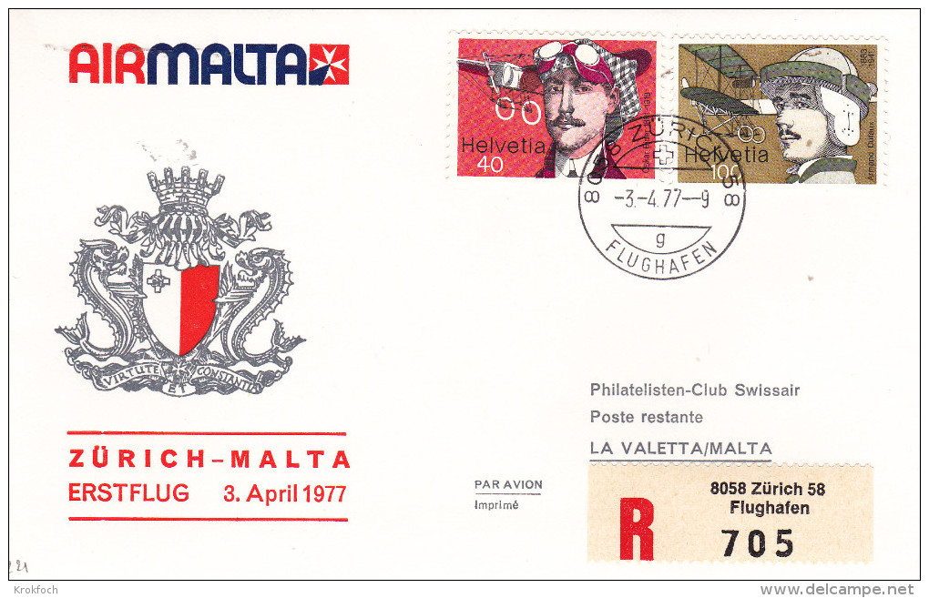 Zurich Malta Valetta 1977 - Erstflug 1er Vol First Flight - Swissair - Malte - Eerste Vluchten