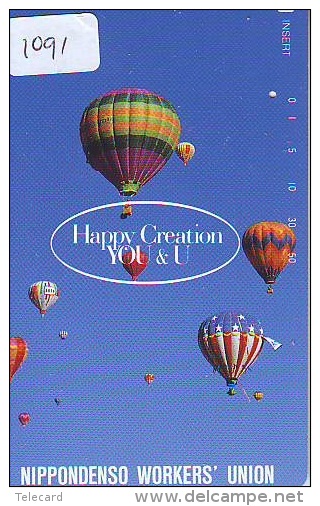 Telecarte  JAPON * BALLON * MONTGOLFIERE (1091)  Hot Air Balloon * Aerostato  PHONECARD JAPAN * - Deportes