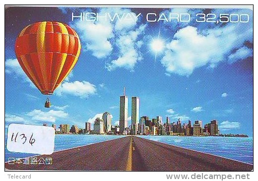 Telecarte  JAPON * BALLON * MONTGOLFIERE (1136)  Hot Air Balloon * Aerostato  PHONECARD JAPAN * - Sport