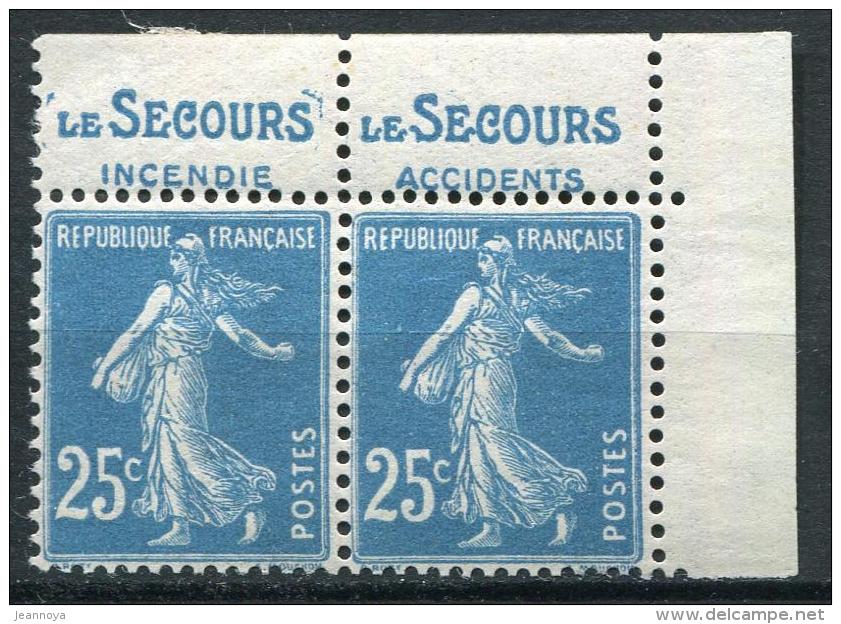 FRANCE - N° 140 G PAIRE COIN DE CARNETS AVEC PUBLICITÉ " LE SECOURS " - ** & * - TB - Other & Unclassified