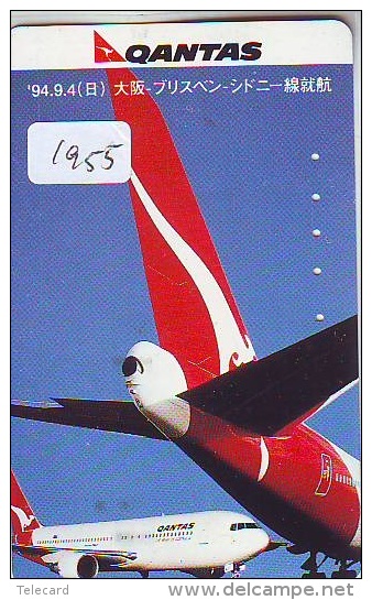 Télécarte Japon * AVION *  QANTAS (1955)  Japan Phonecard * AIRPLANE * AIRLINES * AVIATION * TK FLUGZEUG - Airplanes