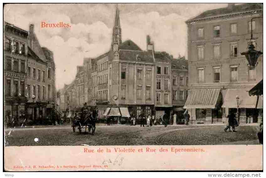 Bruxelles - Carte En Reliëf J.H.Schaefer, Amsterdam : Rue De La Violette Et Des Eperonniers - Autres & Non Classés