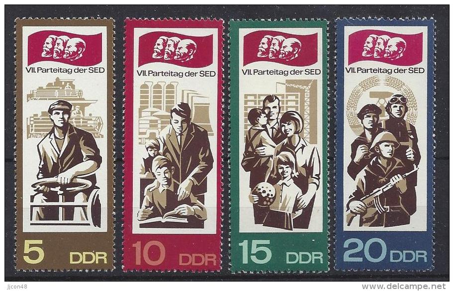 Germany (DDR) 1967  Parteitag Der SED  (**) MNH  Mi.1268-1271 - Ungebraucht