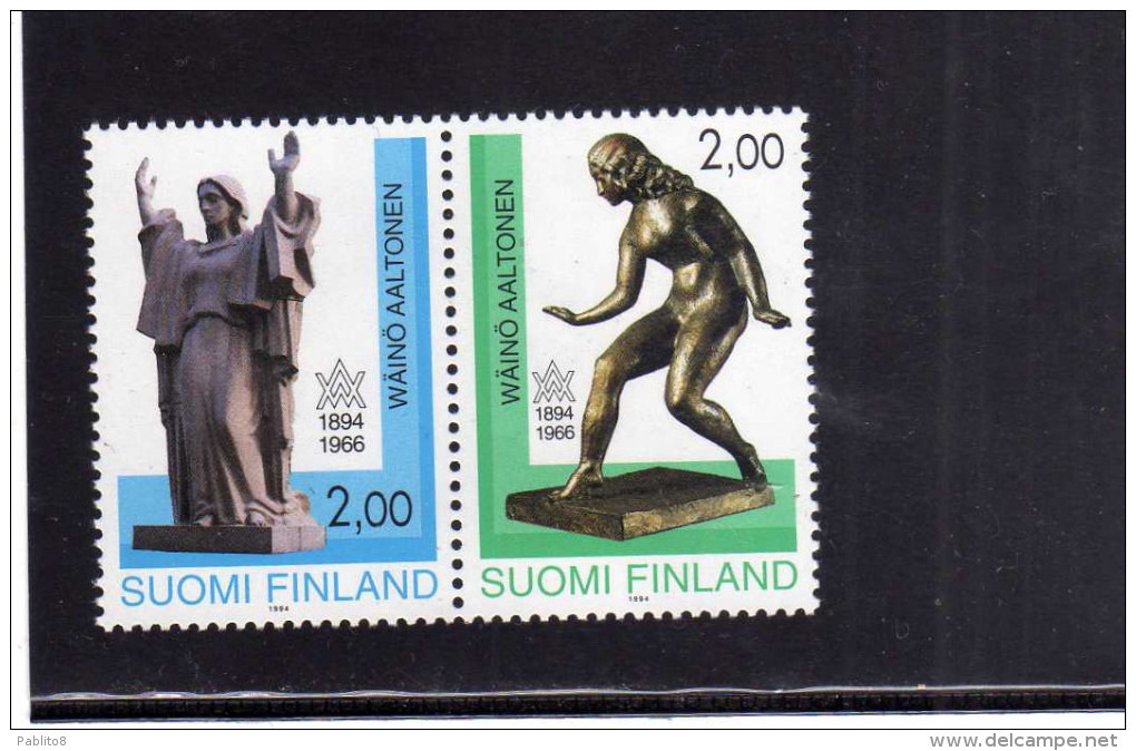 SUOMI FINLAND FINLANDIA 1994 WAINO AALTONEN SCULPTORCOMPLETE SET SERIE COMPLETA DITTICO MNH - Nuovi