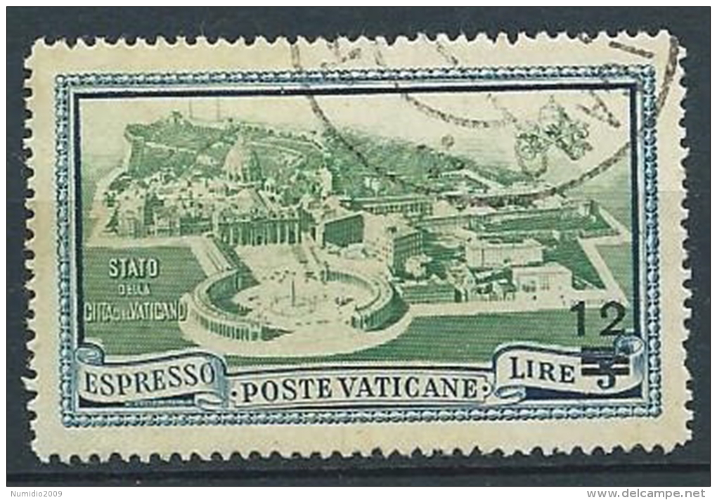 1945-46 VATICANO USATO MEDAGLIONCINI SOPRASTAMPATO ESPRESSO 12 LIRE - VN1 - Priority Mail