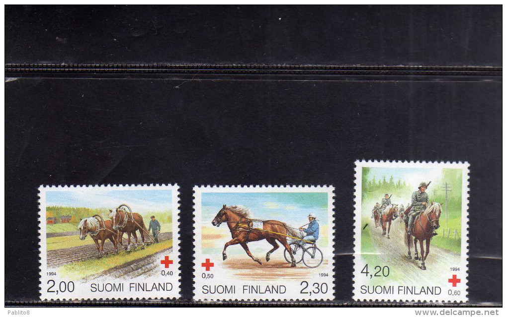 SUOMI FINLAND FINLANDIA 1994 FINHORSES FINNISH HORSES SURTAX FOR RED CROSS CAVALLI FINLANDESI TASSA PER CROCE ROSSA MNH - Nuovi