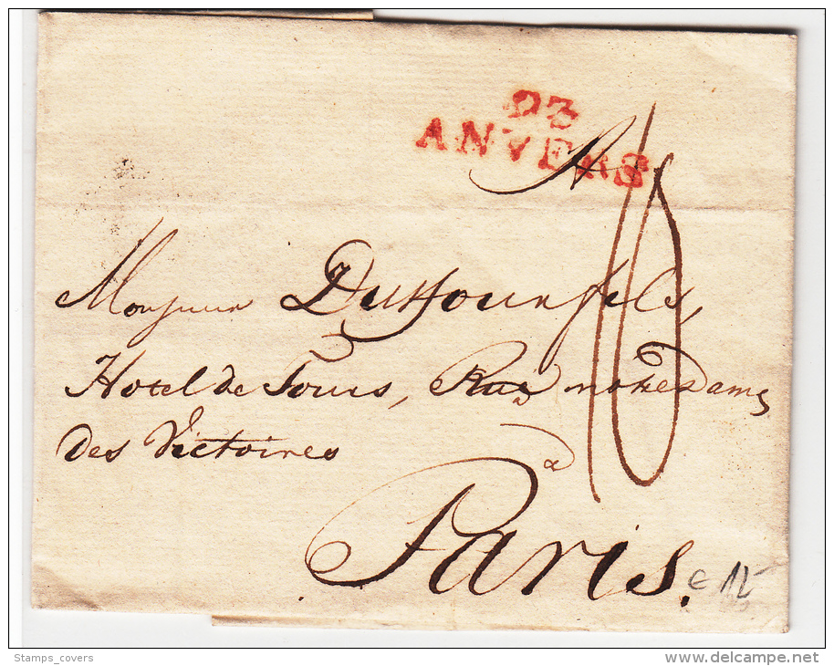 BELGIUM USED COVER 04/08/1820 D'AMSTERDAM VERS BORDEAUX VIA ANVERS - 1815-1830 (Holländische Periode)