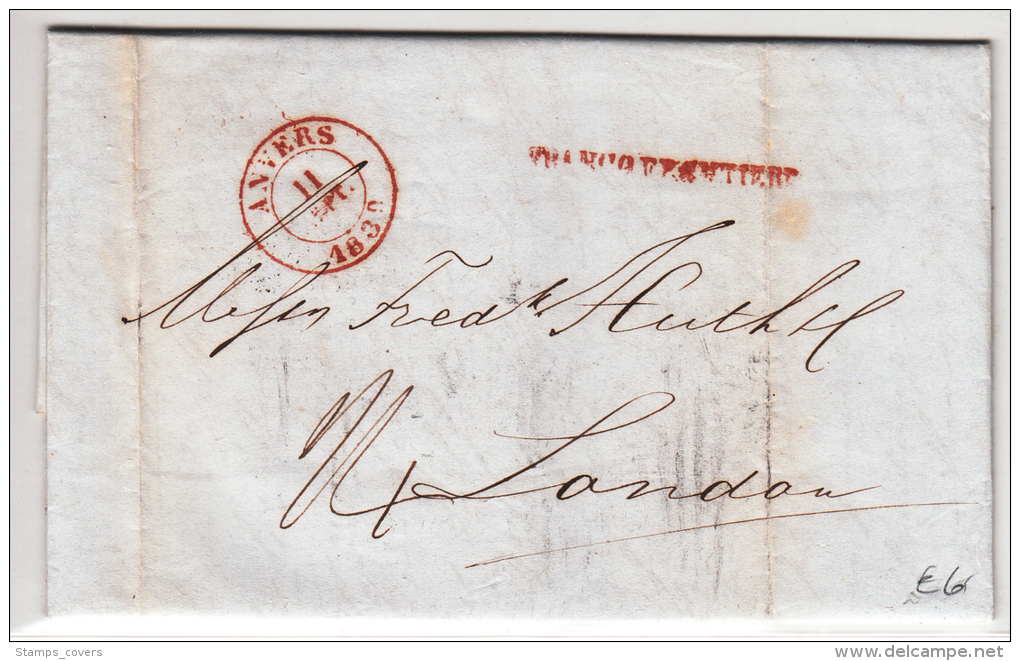 BELGIUM USED COVER 11/09/1839 ANVERS VERS LONDON - 1830-1849 (Belgica Independiente)