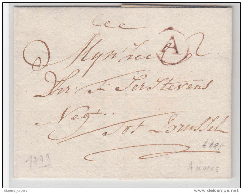 BELGIUM USED COVER 21/04/1778 ANTWERPEN VERS BRUSSEL - 1714-1794 (Oostenrijkse Nederlanden)