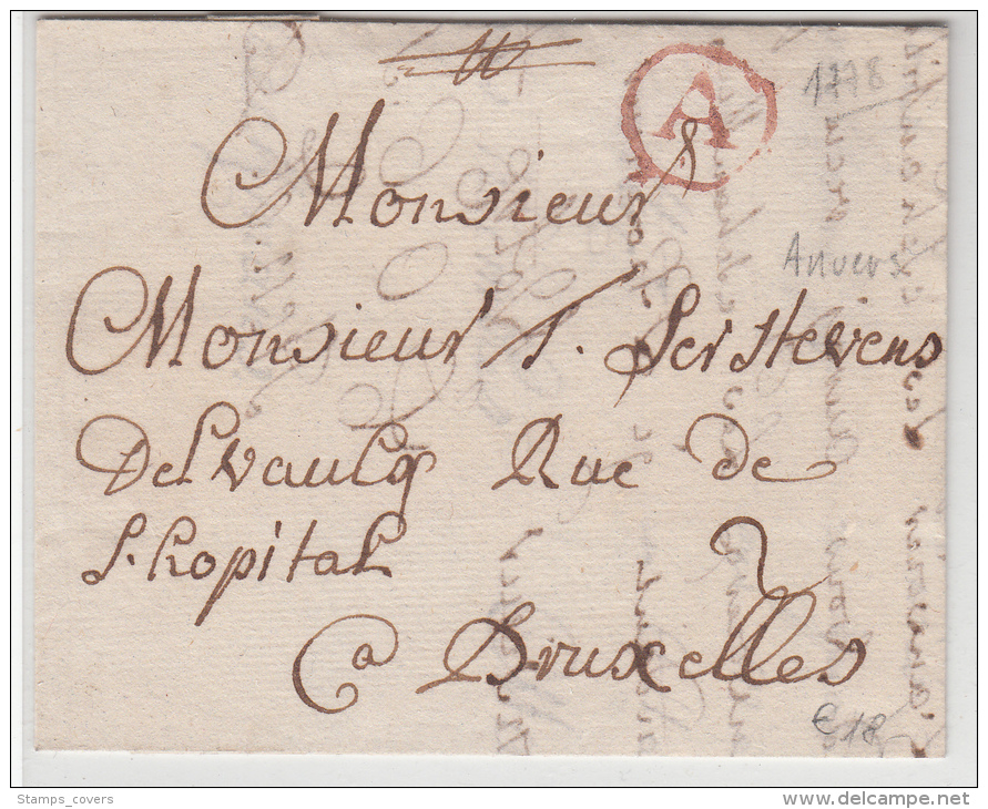 BELGIUM USED COVER 23/03/1778 ANVERS VERS BRUXELLES - 1714-1794 (Oostenrijkse Nederlanden)