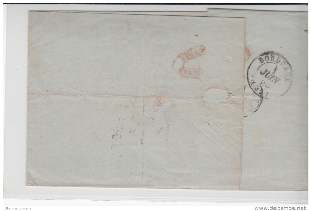 BELGIUM USED COVER 30/05/1855 LOUVAIN VERS BORDEAUX - 1830-1849 (Belgica Independiente)