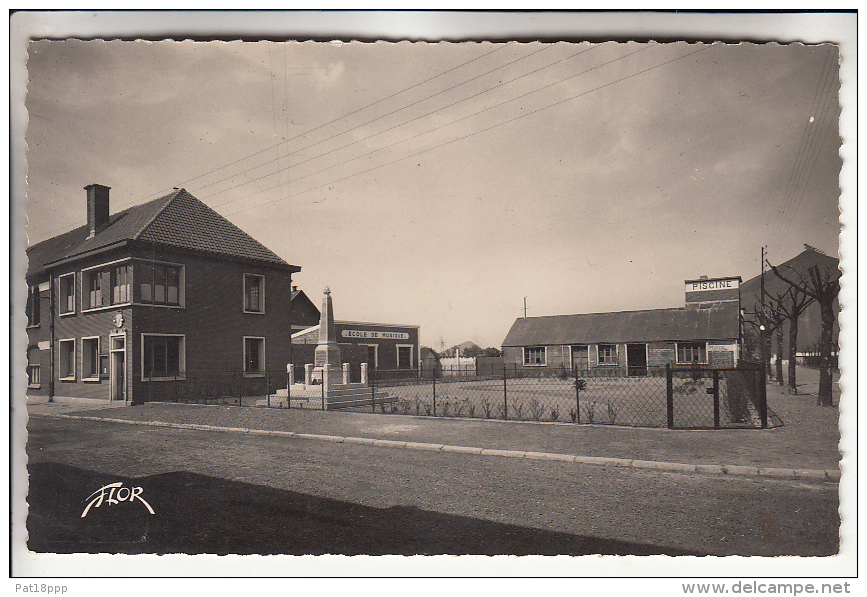 ROUVROY SUR LENS 62 - La Piscine Et L'Ecole De Musique - CPSM Dentelée Noir Et Blanc PF Peu Fréquente - Pas De Calais - Autres & Non Classés