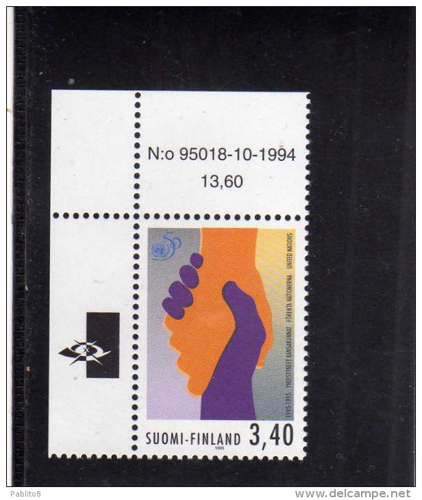 SUOMI FINLAND FINLANDIA 1995 ONU UN UNITED NATIONS 50TH ANNIVERSARY 50° ANNIVERSARIO NAZIONI UNITE MNH - Nuevos