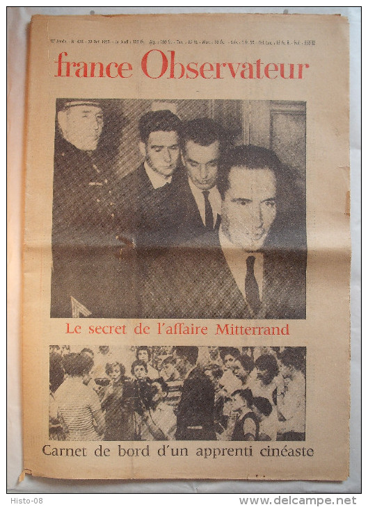 FRANCE OBSERVATEUR:1959: L'AFFAIRE MITTERRAND...CHABAN-DELMAS..W VON BRAUN..JEAN LUC GODARD.Etc.... - Sonstige & Ohne Zuordnung