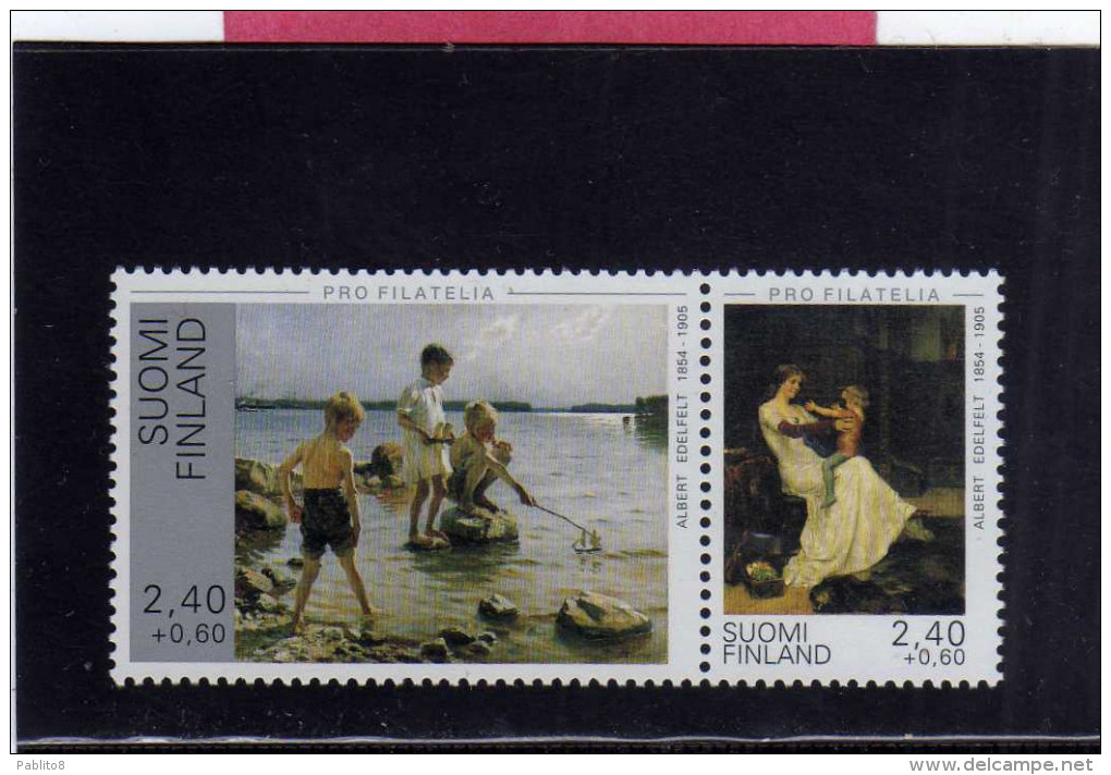 SUOMI FINLAND FINLANDIA 1995 PRO FILATELIA PAINTINGS By Albert Edelfelt BLOCK DIPINTI DITTICO MNH - Blocs-feuillets