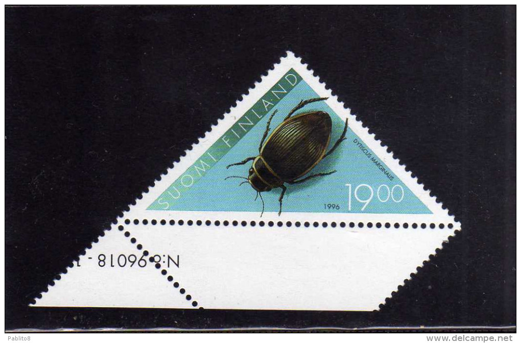 SUOMI FINLAND FINLANDIA 1996 INSECTS FAUNA INSECT DYTISCUS MARGINALIS INSETTI STERCORARIO INSETTO MNH WITH TAB - Nuovi