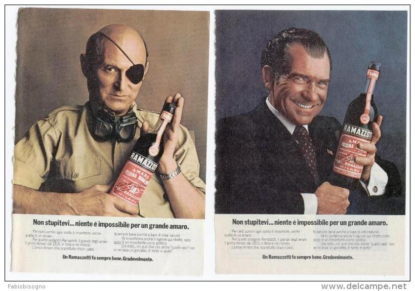 1974 - Amaro Ramazzotti - 2 Pubblicità Cm. 13,5 X 18,5 - Alcoolici