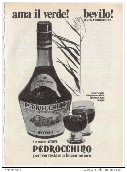 1974 - Liquore Pedrocchino - 1 Pagina Pubblicità Cm. 13 X 18 - Alcoolici