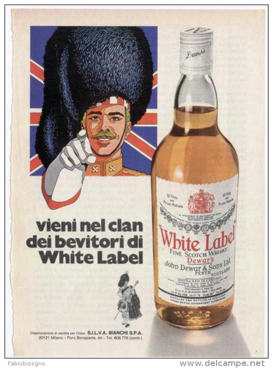 1974 - Whisky White Label - 1 Pag. Pubblicità Cm. 13x18 - Whisky