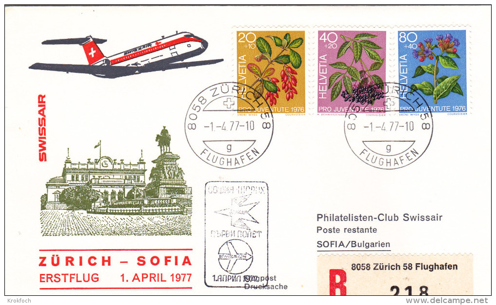 Zurich Sofia 1977 - Erstflug 1er Vol First Flight - Swissair - Bulgarie Bulgarien - Premiers Vols