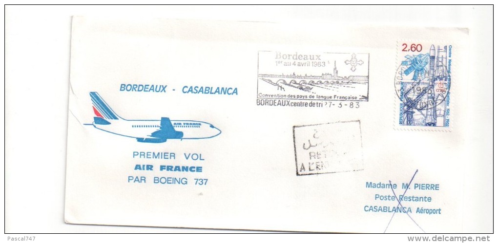 076 Bordeaux Casablanca 27 03 1983 - Premiers Vols