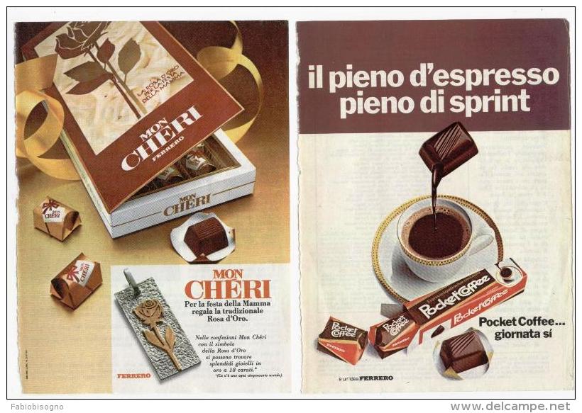 1969/74 - FERRERO (Mon Cheri - Pocket Coffee) - 3 Pag. Pubblicità Cm. 13 X 18 - Chocolate