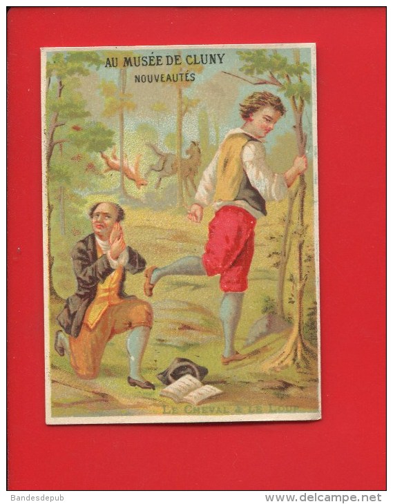 MUSEE DE CLUNY PARIS CHROMO CALENDRIER 1880 ? FABLE LA FONTAINE CHEVAL LOUP - Tamaño Pequeño : ...-1900