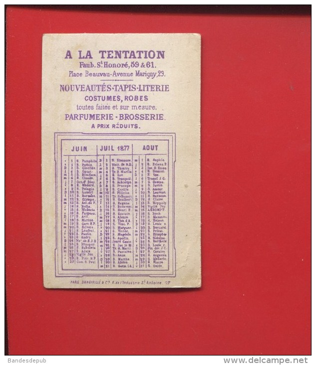 RARE CHROMO CALENDRIER TRIMESTRIEL 1877 PARIS TENTATION RUE ST HONORE  DANGIVILLE HERBEMONT ?  JEUNE BAIGNEUSE - Tamaño Pequeño : ...-1900