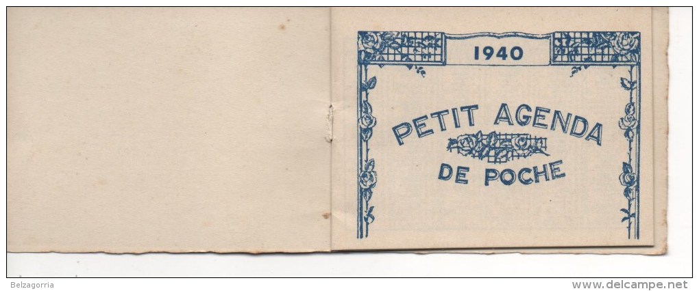 AGENDA,CALENDRIER DE POCHE 1940, 33 LIBOURNE,  PUBLICITE  A. BERTHON, ETAT PARFAIT Voir SCAN - Formato Piccolo : 1921-40