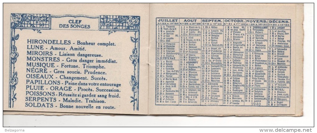 AGENDA,CALENDRIER DE POCHE 1940, 33 LIBOURNE,  PUBLICITE  A. BERTHON, ETAT PARFAIT Voir SCAN