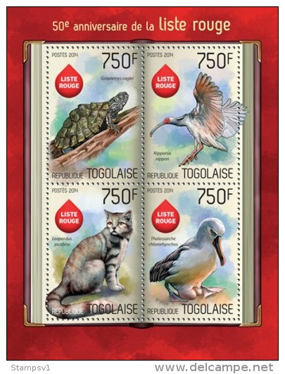 Togo. 2014 Red List. (208a) - Picotenazas & Aves Zancudas