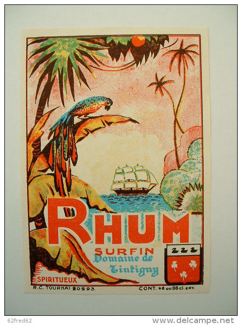 ETIQUETTE DE RHUM - SURFIN - DOMAINE DE TINTIGNY* - Rhum