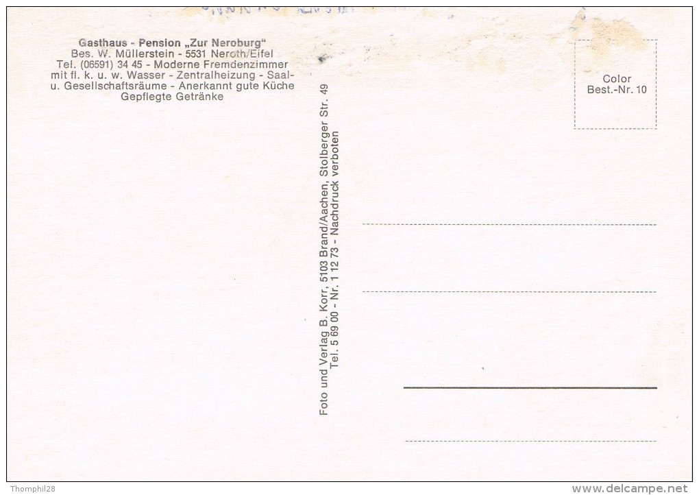 NEROTH / EIFEL - Gasthaus - Pension "Zur Neroburg" - Gruss Aus Neroth (Eifel) - Multi-vues - 2 Scans - Sonstige & Ohne Zuordnung