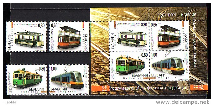 BULGARIA \ BULGARIE - 2014 - Tramway - 25 Ans De La FEPA - Serie + PF** - Tramways