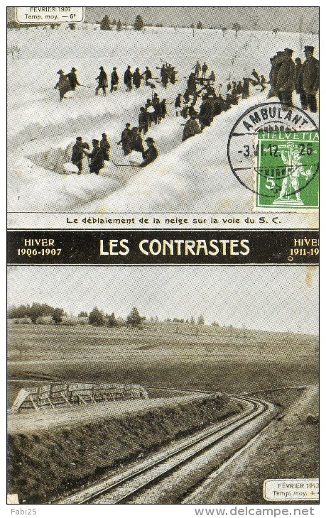 Les Contrastes HIVER 1906 1907  Le Déblaiement De La Neige Sur La Voir Du S.C TRAIN - Tenero-Contra