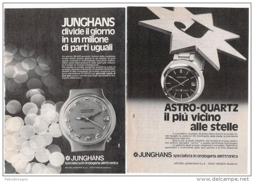 1970/74 - Orologio JUNGHANS - 3 Pagine Pubblicità Cm. 13 X18 - Montres Gousset